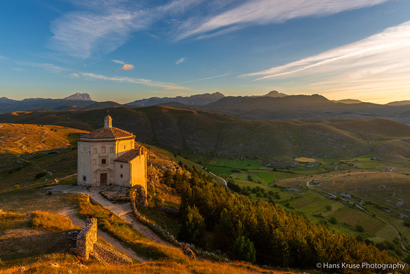 Morning light on Campo Imperatore and the chapel