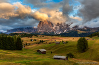Late afternoon sun in Alpe di Siusi in the Dolomites