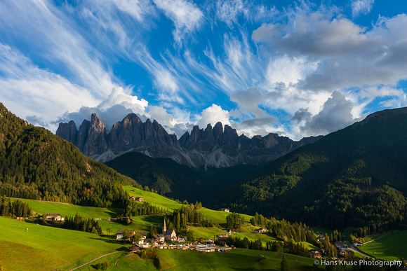 Santa Maddalena with clouds, Dolomites