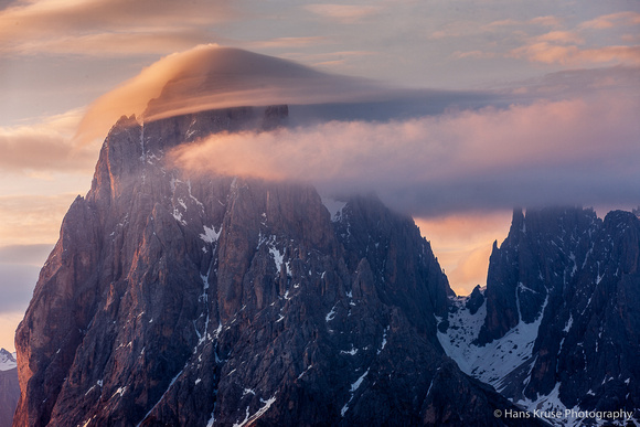 Mountains with a hat in the Dolomites