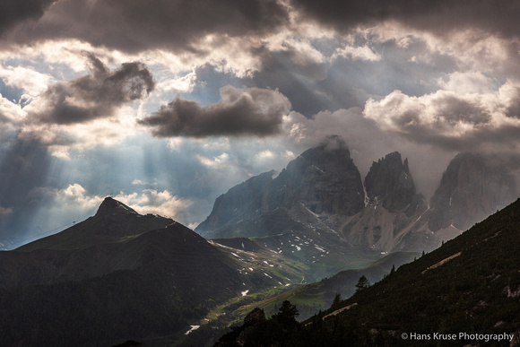 Dramatic Light and Rain over Sasso Lungo, Dolomites, Italy