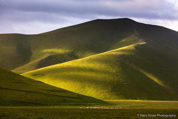 Rolling hills with light