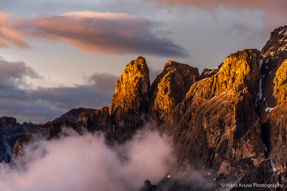 Sella mountain in clouds