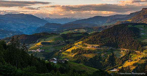 Landscape at sunset in the Dolomites