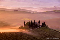 Foggy morning in Val d'Orcia, Tuscany