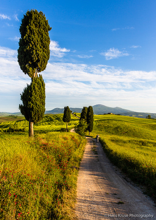 Photographer in Tuscan landscape