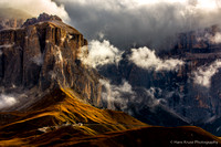 Clouds over the Sella mountain in the Dolomites